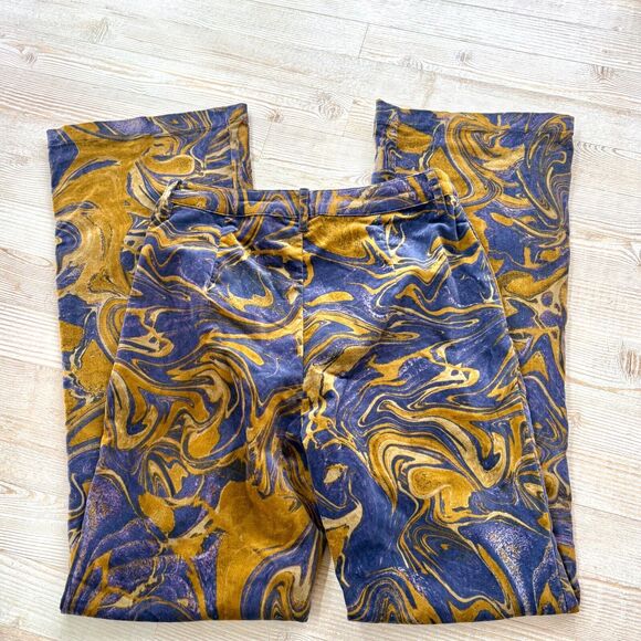 Urban Outfitters Blue and Gold Marble Flare Pants - Picture 3 of 9